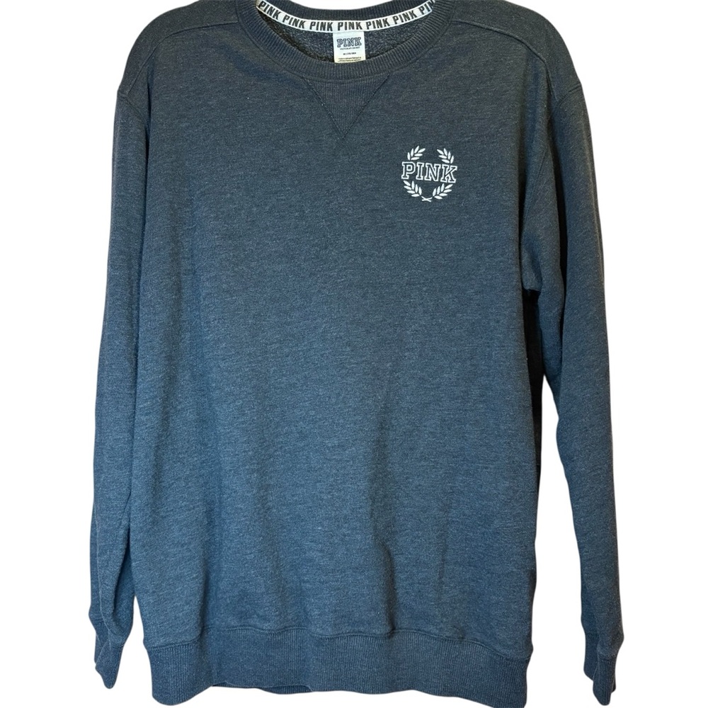 Victoria's Secret PINK Women's Medium Charcoal Grey Crewneck Long Sleeve Sweater